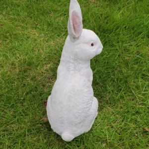 White rabbit garden statue resin lawn ornament cute backyard animal sculpture decor outdoor yard