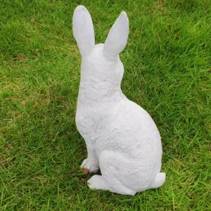 White resin rabbit garden statue outdoor lawn decoration cute animal ornament sculpture
