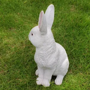 White rabbit garden statue outdoor lawn decor resin animal figurine for yard design