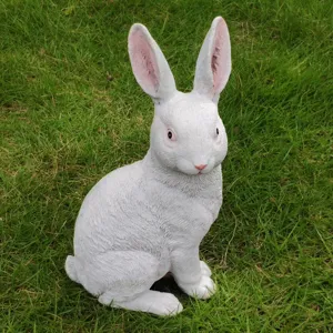 White rabbit garden statue outdoor resin animal sculpture for yard lawn patio decoration ornament.