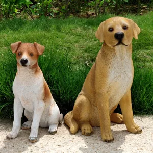 Resin puppy garden statues outdoor yard decoration detailed close-up display view item.