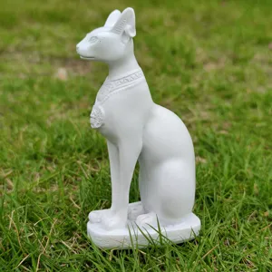 Exquisite Egyptian Bastet cat statue white resin ornament for home desktop decoration