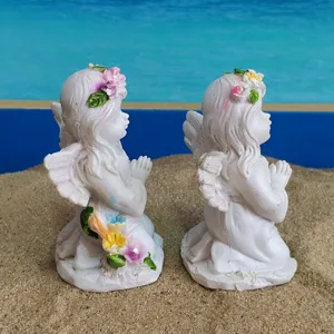 Ensemble de figurines d'ange agenouillé en résine, statue de fée vintage pour accessoire photo.
