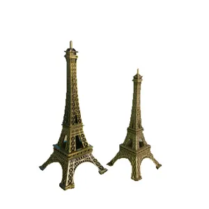 Bronzenes Eiffelturm Modell Set, Vintage Metall Architektur Miniatur für Heimdekoration.