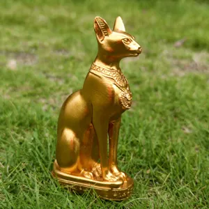Egyptian cat god Bastet golden resin figurine home decor table ornament statue 10.6cm
