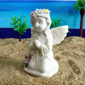Statue d'ange priant en résine blanche figurine de jardinage vintage accessoires de photographie
