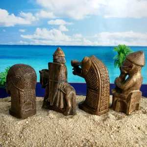 Mittelalterliche Harz Schachfiguren Statuen Set Replika antiker Krieger Turm Ritter Dekor