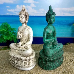 Thai style resin Shakyamuni Buddha statues, vintage meditating figurine home decor.