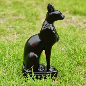 Ancient Egyptian Bastet Cat Figurine Resin Black Statue Desktop Home Decor Craft Art Ornament
