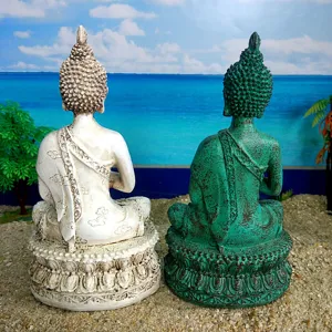 Thai Sakyamuni Buddha resin craft statues home decor set of two tabletop ornaments desk gifts