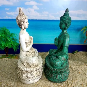 Thai Buddha Resin Figurine Set Meditating Shakyamuni Statue Desktop Home Decor