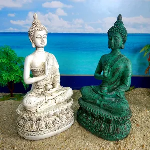 Thai Buddha resin statue set of two antique finish decorative desktop ornaments for home