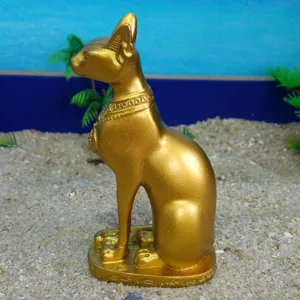 Egyptian Bastet cat goddess resin figurine gold vintage sculpture home decor sandbox ornament