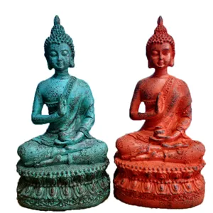 Thai Sakyamuni Buddha resin ornament antique bronze finish healing meditation home decor craft