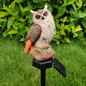 Solar owl garden light outdoor waterproof LED lawn stake light for backyard patio pathway decor
