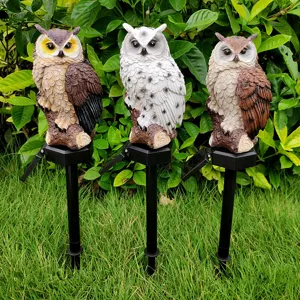 Solar owl garden stake lights outdoor waterproof LED decorative yard lawn landscape solar lamp