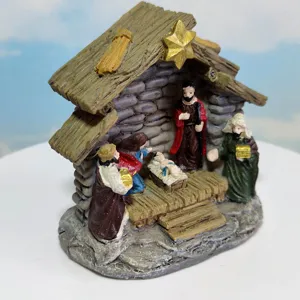 Statue presepe di Natale in resina Bambino Gesù mangiatoia decorazione tavolo regalo