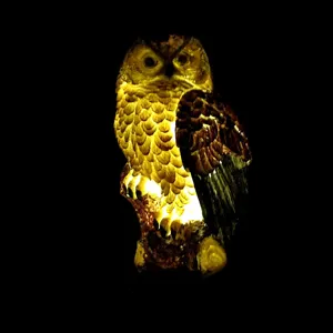 Solar owl garden light LED outdoor waterproof animal statue lawn yard landscape detail view