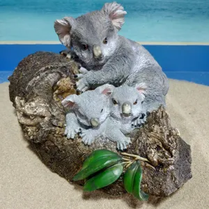 Detailed view of the cute koala family resin figurine, perfect for garden and home decoration.