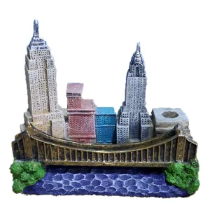 New York city skyline architecture resin pen holder and desktop decoration detail display.