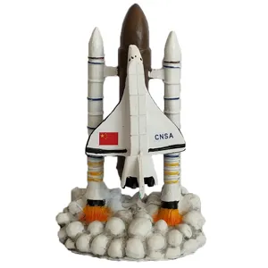 Rocket space shuttle figurine toy model desktop decoration with launch smoke design