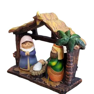 Set di statuine per presepe di natalizio in resina scultura sacra famiglia decoro