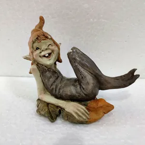 Resin goblin elf figurine fantasy monster sculpture tabletop decor sandplay toy ornament