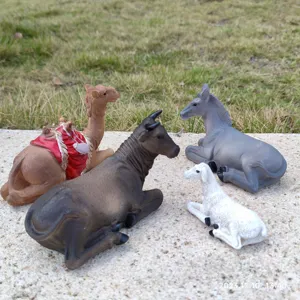 Nativity animal resin figurines set camel ox donkey sheep religious ornaments decor