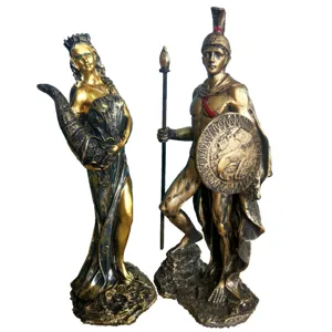 Resin fortune goddess and warrior statues vintage home decor crafts set