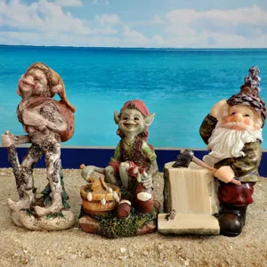 Resin fantasy troll elf gnome figurine set creative desktop decoration sandplay toys