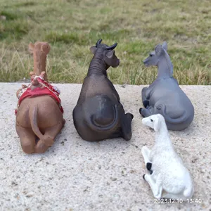 Nativity animal figurines resin craft set camel ox donkey sheep for religious decor display.