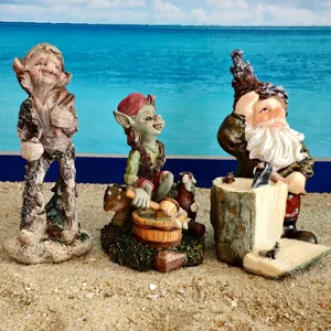 Resin gnome troll figurines set, detailed fantasy creature sculptures for tabletop display.