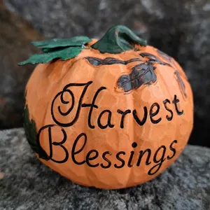 Resin pumpkin autumn harvest decoration ornament for home tabletop display and holiday decor.