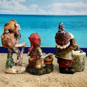 Resin fantasy gnome wizard troll figurine statue set, unique table decor sandbox toy.