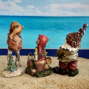 Resin dwarf goblin figurines, miniature fantasy monster statuary for sand tray and home decor display.