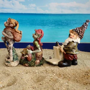 Resin troll figurine set, detailed fantasy goblin and wizard statues for sandbox play.