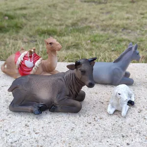 Resin animal figurines set nativity scene camel ox donkey sheep religious tabletop decor