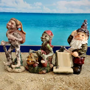 Resin troll gnome figurines set for tabletop decoration and sand tray therapy toys