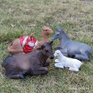 Religious Nativity Animal Manger Set Resin Handicrafts Ornaments Camel Donkey Ox Sheep Four Piece Set For Home Decor