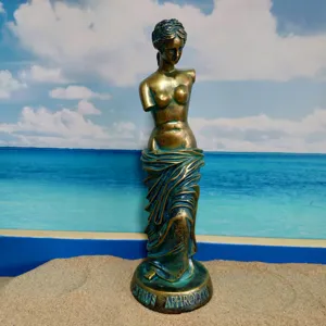 Aphrodite sculpture detail view, classic Greek goddess resin statue, home decor figurine.