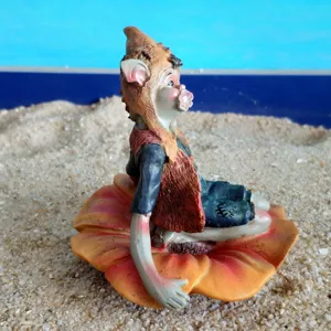 Resin elf goblin figurine detail view, fantasy creature sand tray toy desktop ornament.