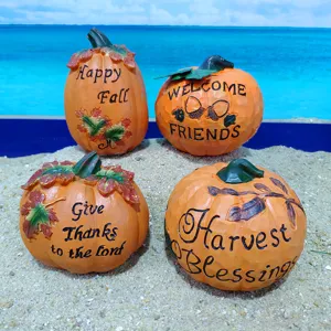 Resin pumpkin figurine set for autumn harvest halloween decor and sand tray toy accessories