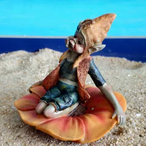 Resin fantasy troll elf figurine witchcraft witch statue detail sculpture decor tabletop sand play.