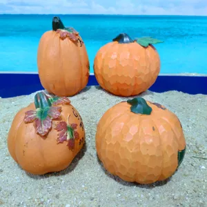 Resin pumpkin figurines set for Halloween harvest home table decor and sand tray props.