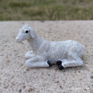 White resin sheep figurine, religious animal craft ornament, desktop decor and sand tool.