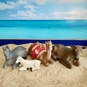 Nativity animal figurines set resin crafts donkey sheep camel ox decor for holiday displays