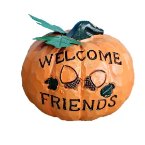 Halloween Harvest Pumpkin Resin Ornament Autumn Welcome Friends Table Decor Figurine