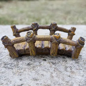 Miniature resin wooden bridge model for sand tray therapy and micro landscape decoration.