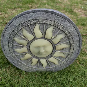 Piedra de Paso de Jardín de Resina Cara de Sol Luminosa Césped Pavimentación Decorativa