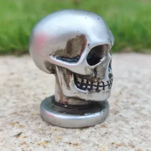 Silver skull figurine Halloween prop psychological sandbox ornament gothic home decor desktop